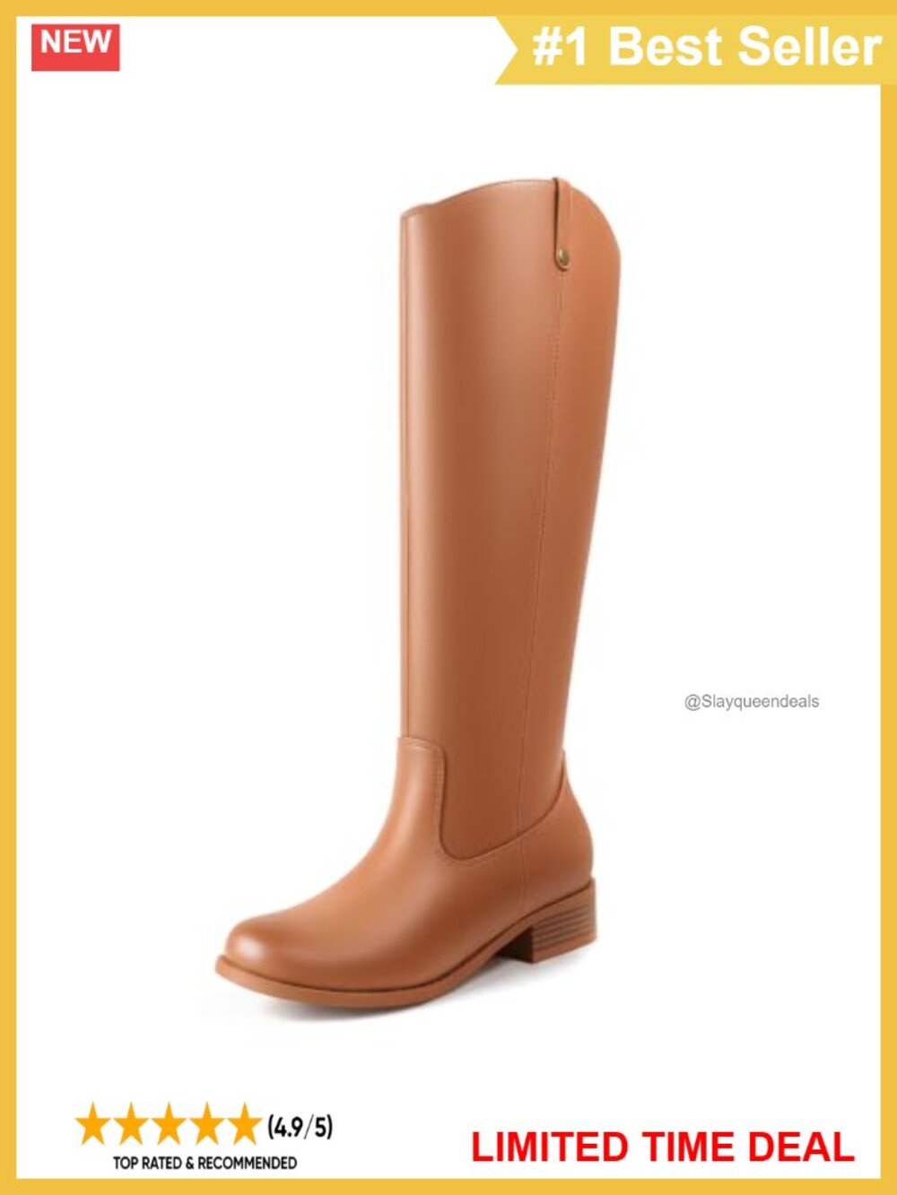 Faux Leather Knee High Boots Chunky Block Heel Side Zip Tall Boots